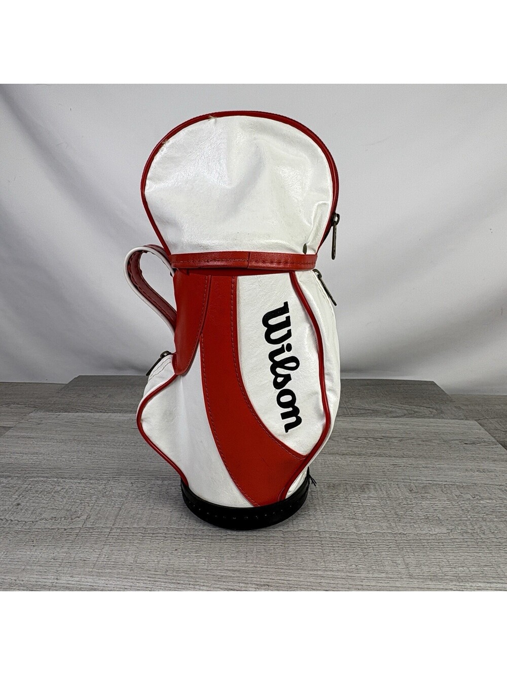 Vintage Wilson Red & White Leather Mini Tabletop Golf Bag 14.5" Tall